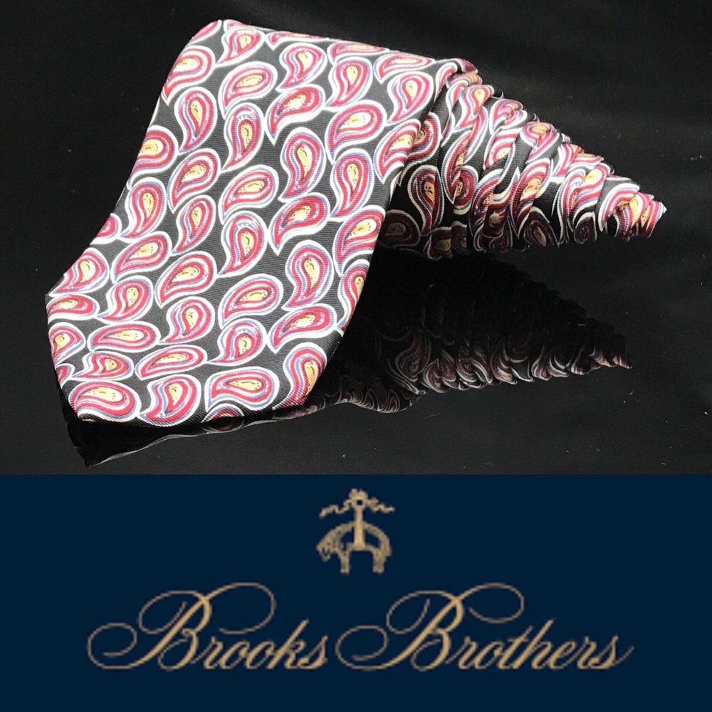 Brooks Brothers Bfs Paisley Neck Tie Red Black